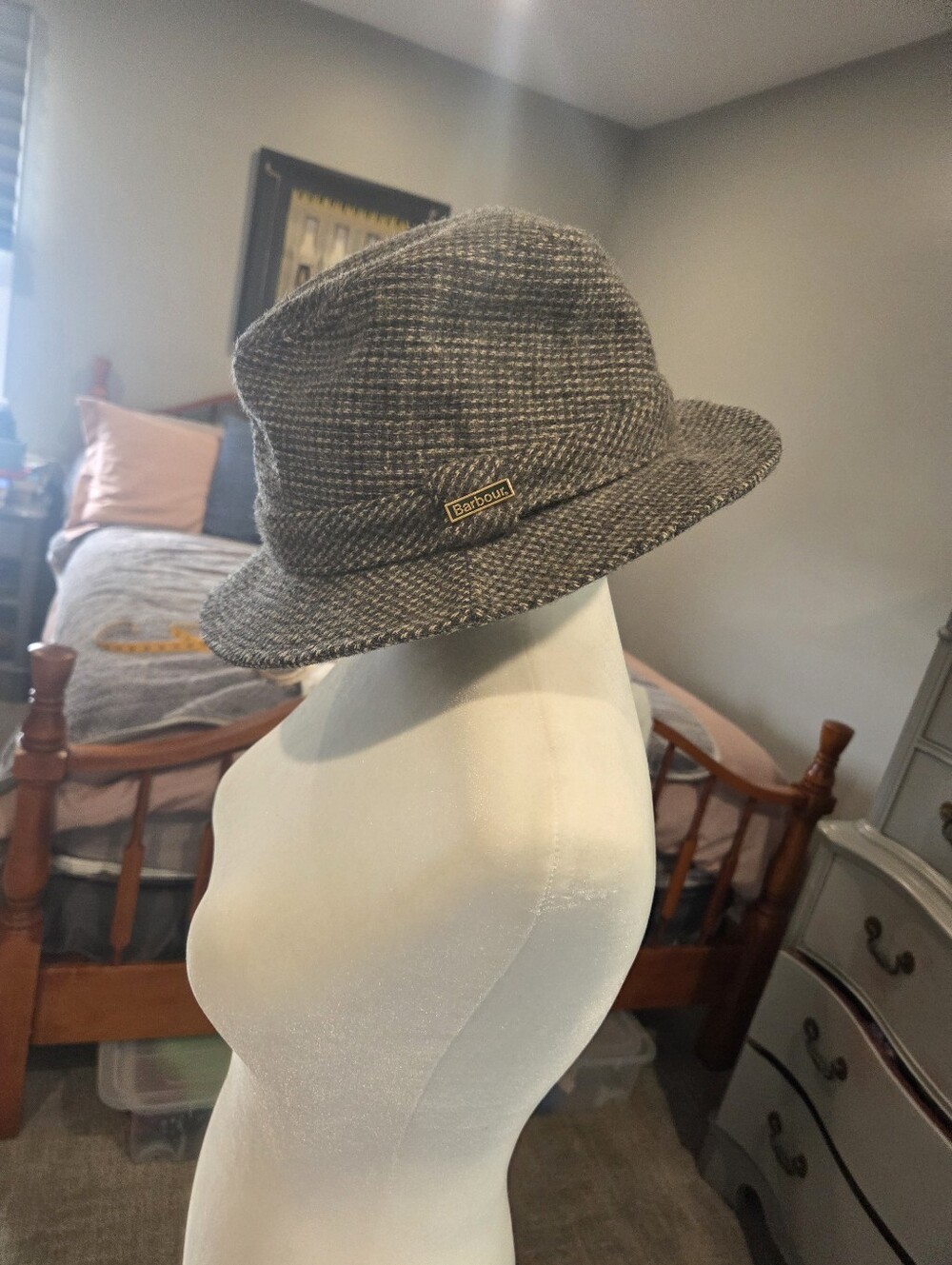 Barbour Gray Tweed Bucket Hat